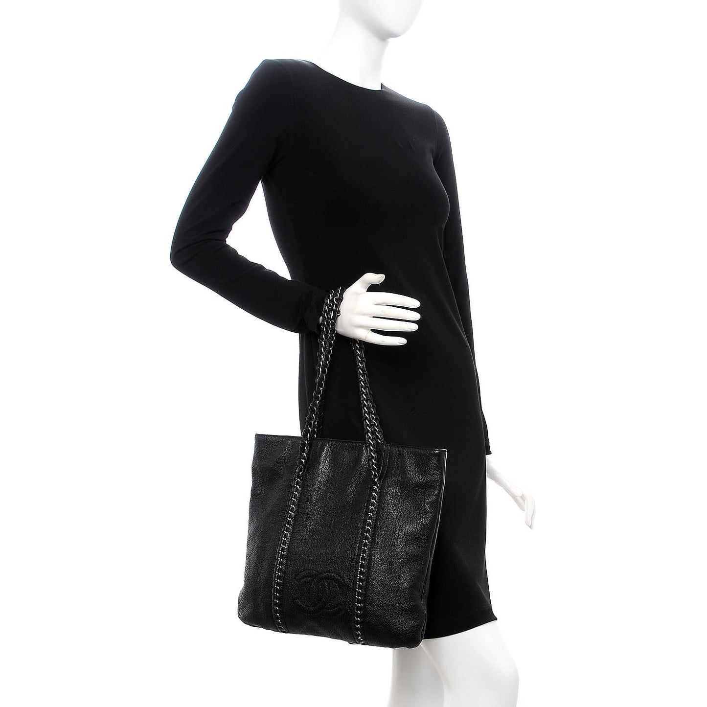 Deerskin Luxe Ligne North South Tote Black