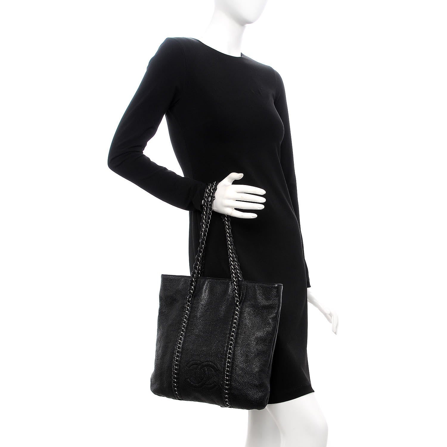 Chanel Deerskin Luxe Ligne North South Tote Black 2 of 15