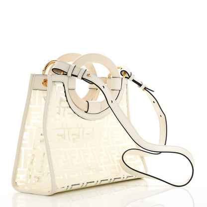Fendi TPU FF Vitello Century Plexiglass Small Runaway Shopper Tote White 3 of 10