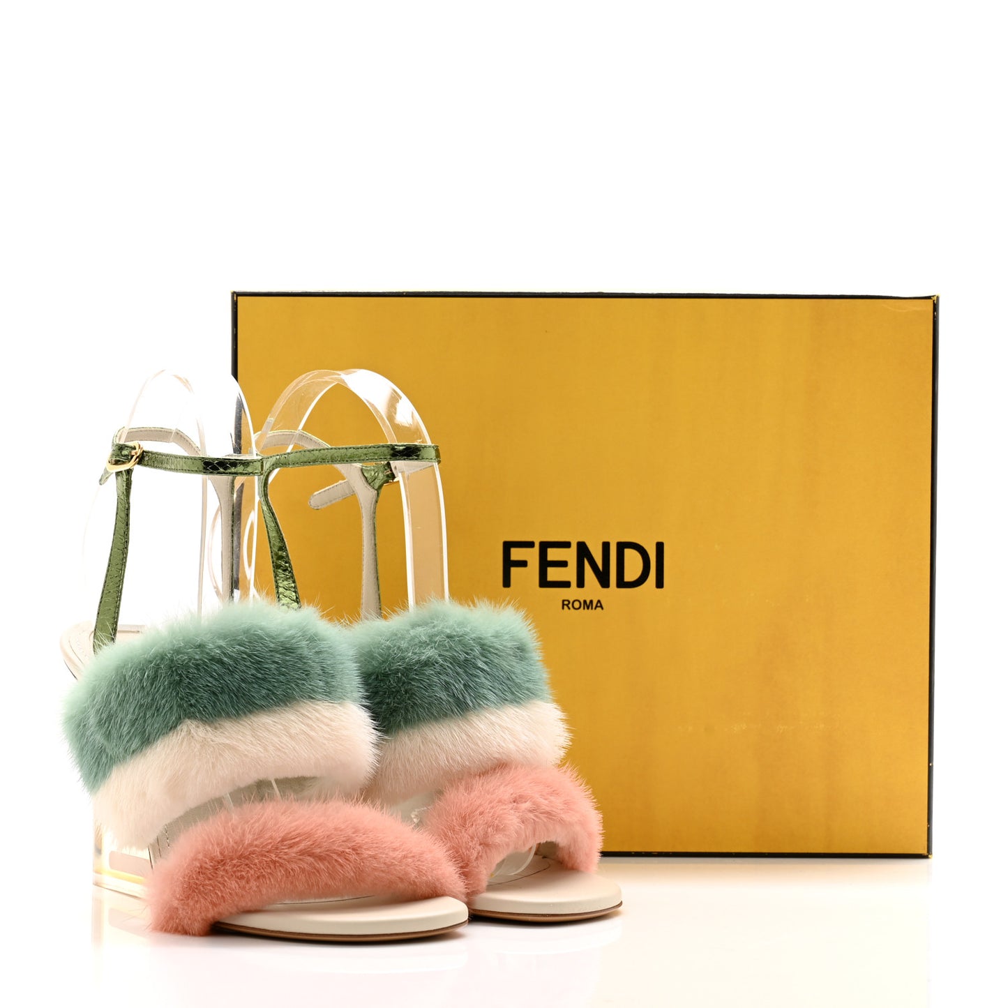 Mink Ayers Lucite Fendi First 95mm Sandals 38 Bellini Hermi Urano Pirite