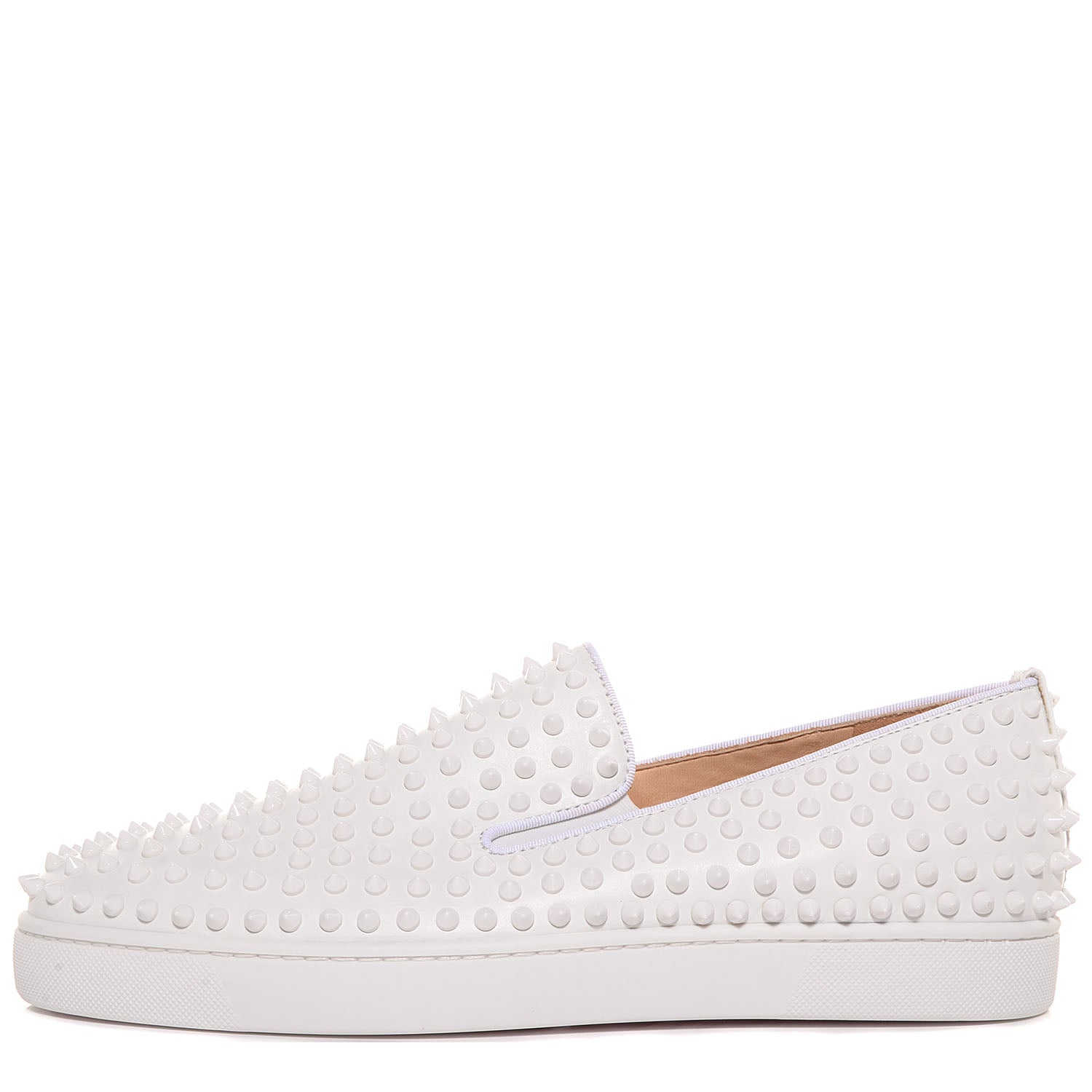 Christian Louboutin Mens Calfskin Spikes Roller Boat Flat 45.5 White 1 of 11