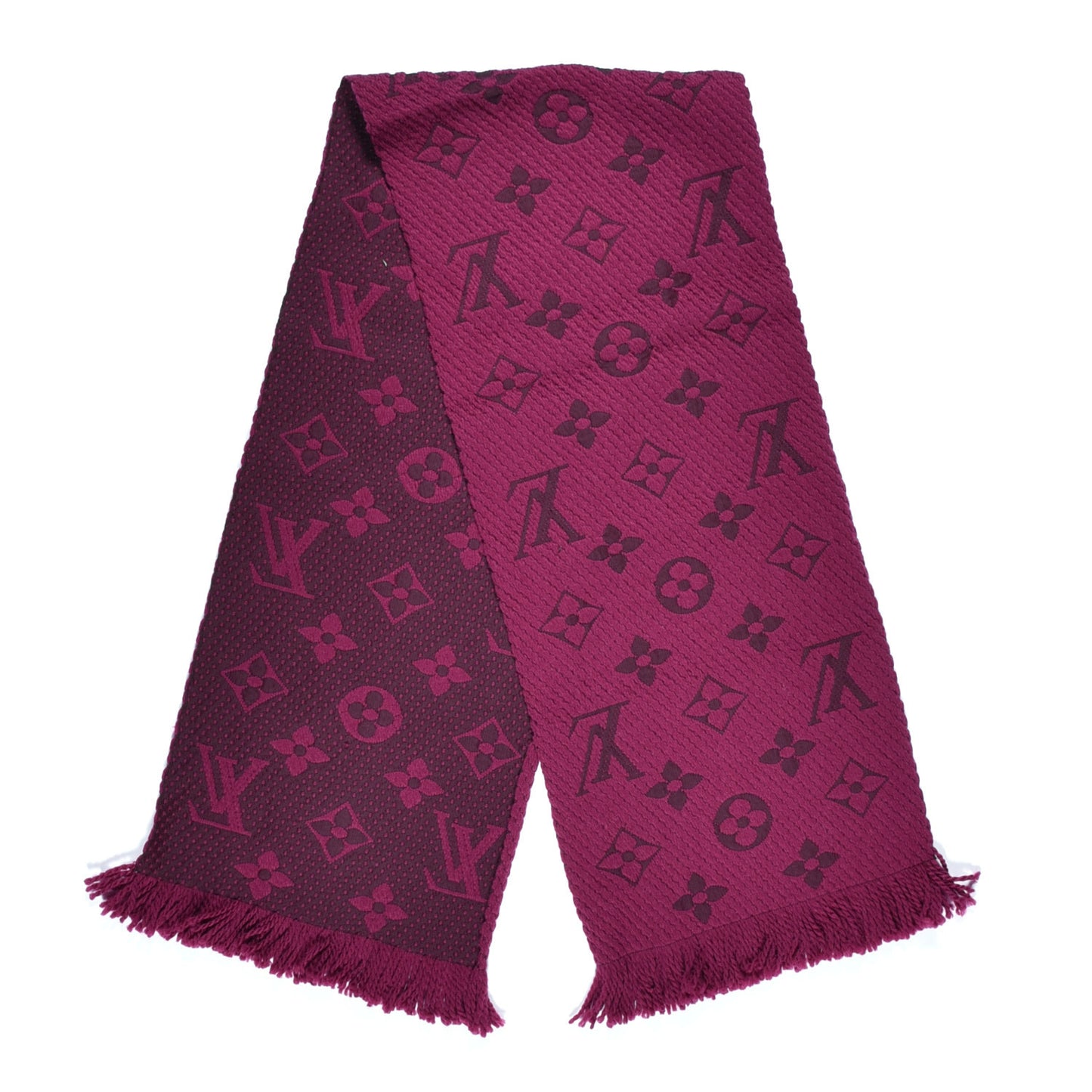 Wool Silk Logomania Scarf Cherry