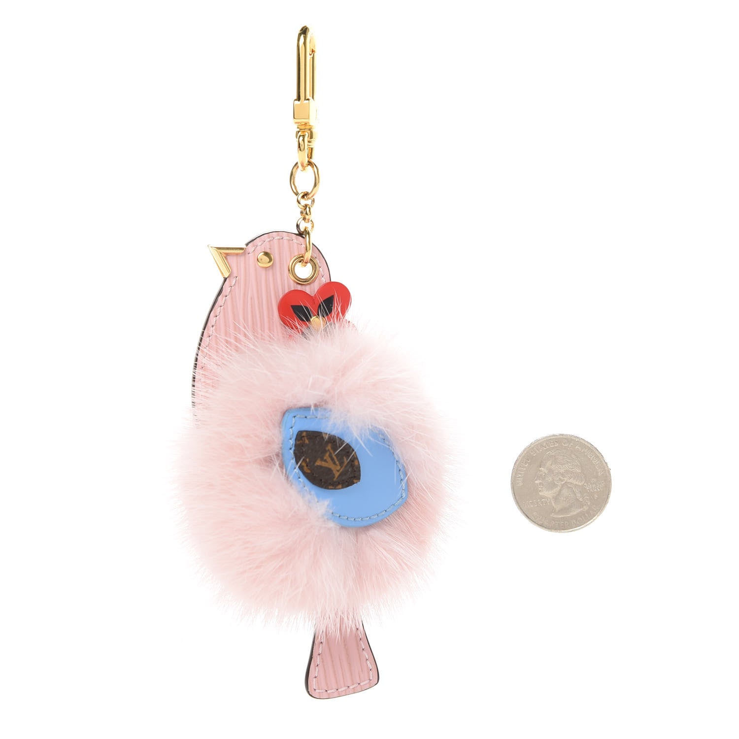 Louis Vuitton Mink Fur Epi Monogram Bird Bag Charm Rose Ballerine 2 of 6
