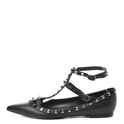 Valentino Garavani Nappa Rockstud Cage Ballerina Flats 39 Black 1 of 10