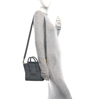 Celine Drummed Calfskin Nano Luggage Kohl 2 of 9
