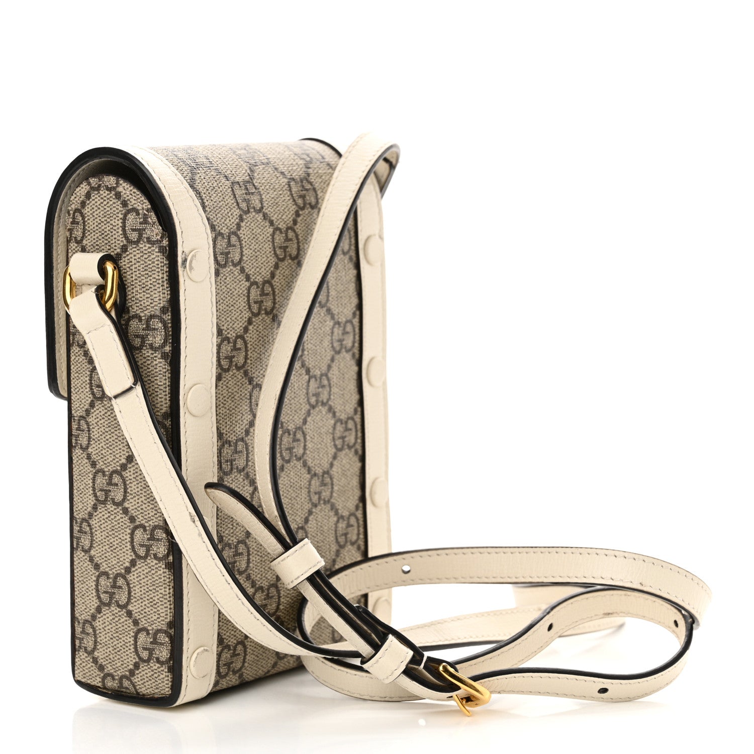Gucci GG Supreme Monogram Azalea Calfskin Mini Horsebit 1955 Crossbody Bag Beige Ebony Mystic White 3 of 15