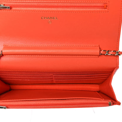 Chanel Lambskin Quilted Wallet on Chain WOC Orange 5 of 10