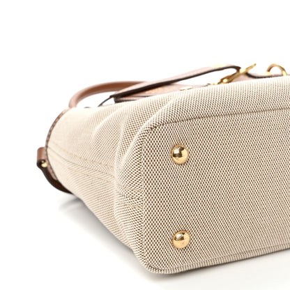 Miu Miu Canvas Calfskin Aventure Bag Beige Brandy 8 of 11