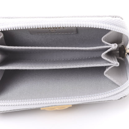 Chanel Caviar Quilted Boy Zip Around Coin Purse Wallet Grey 5 of 11