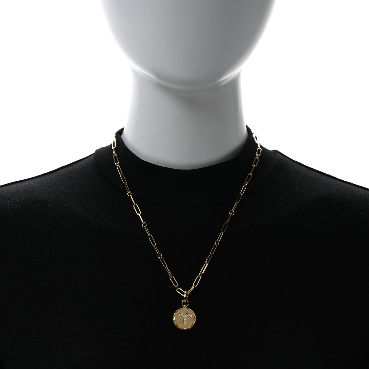 Roberto Coin 18K Yellow Gold Diamond Zodiac Aries Medallion Pendant Necklace 2 of 4