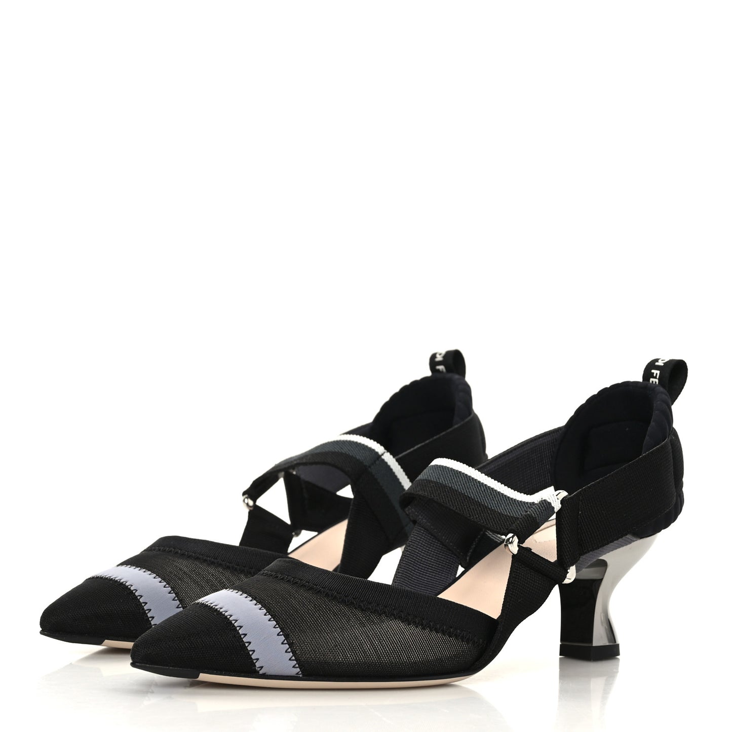 Technical Mesh Colibri 55mm Slingback Pumps 36 Black Asfalto