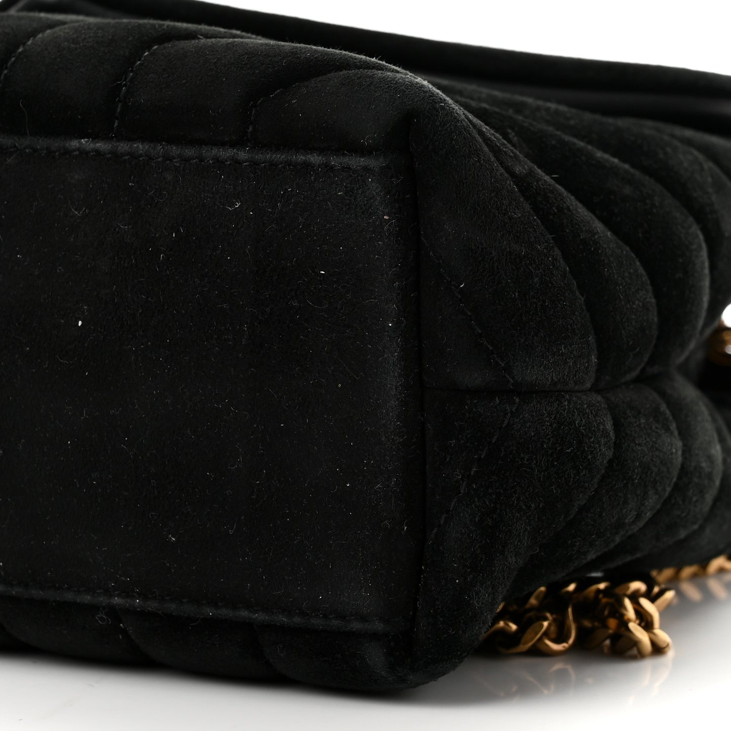 Suede Calfskin Y Quilted Monogram Small Loulou Chain Satchel Black