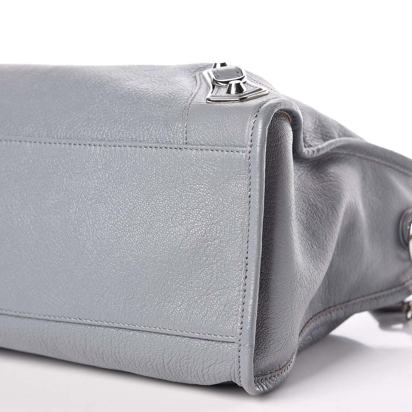 Chevre Silver Metallic Edge Hardware City Bleu Acier