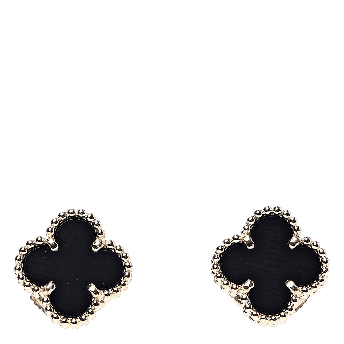 18K Yellow Gold Black Onyx Sweet Alhambra Earrings