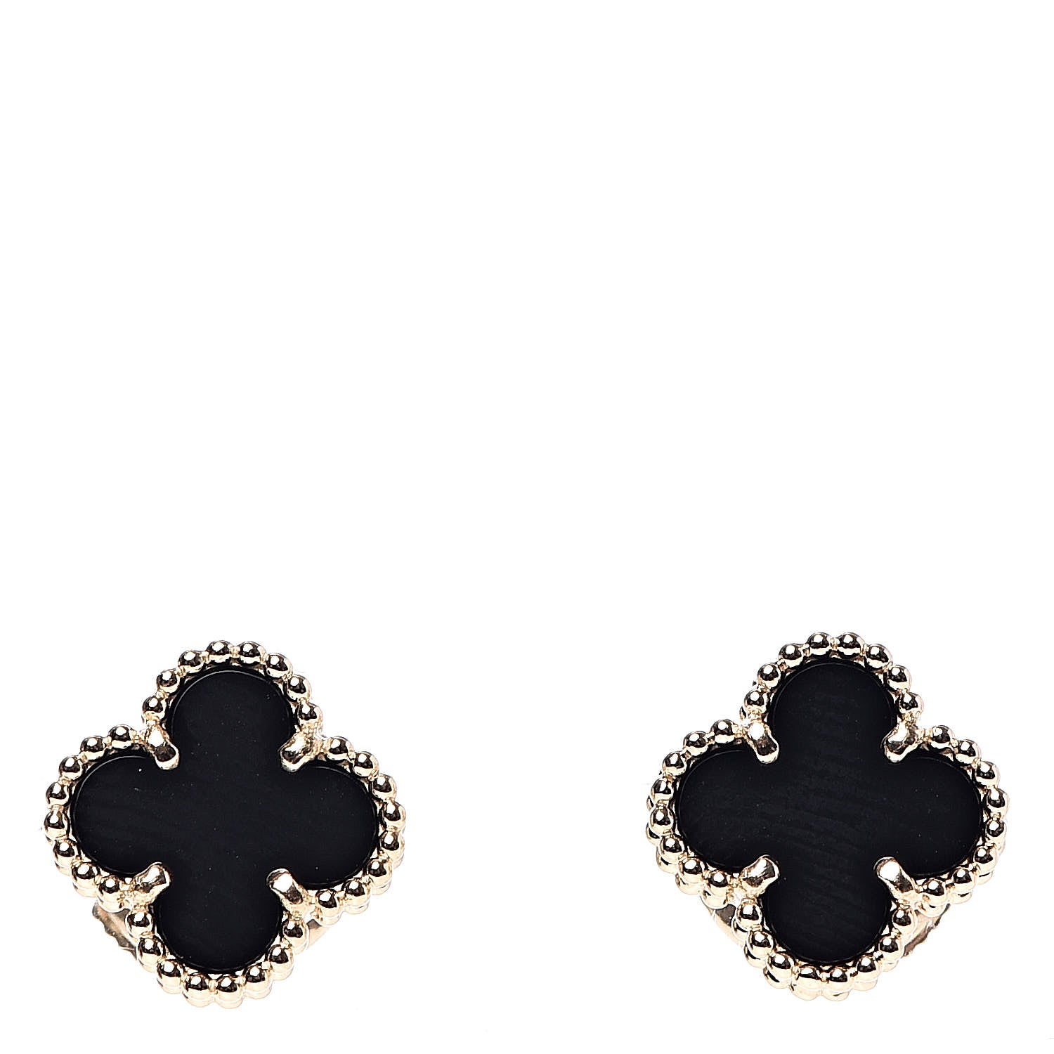Van Cleef & Arpels 18K Yellow Gold Black Onyx Sweet Alhambra Earrings 1 of 5