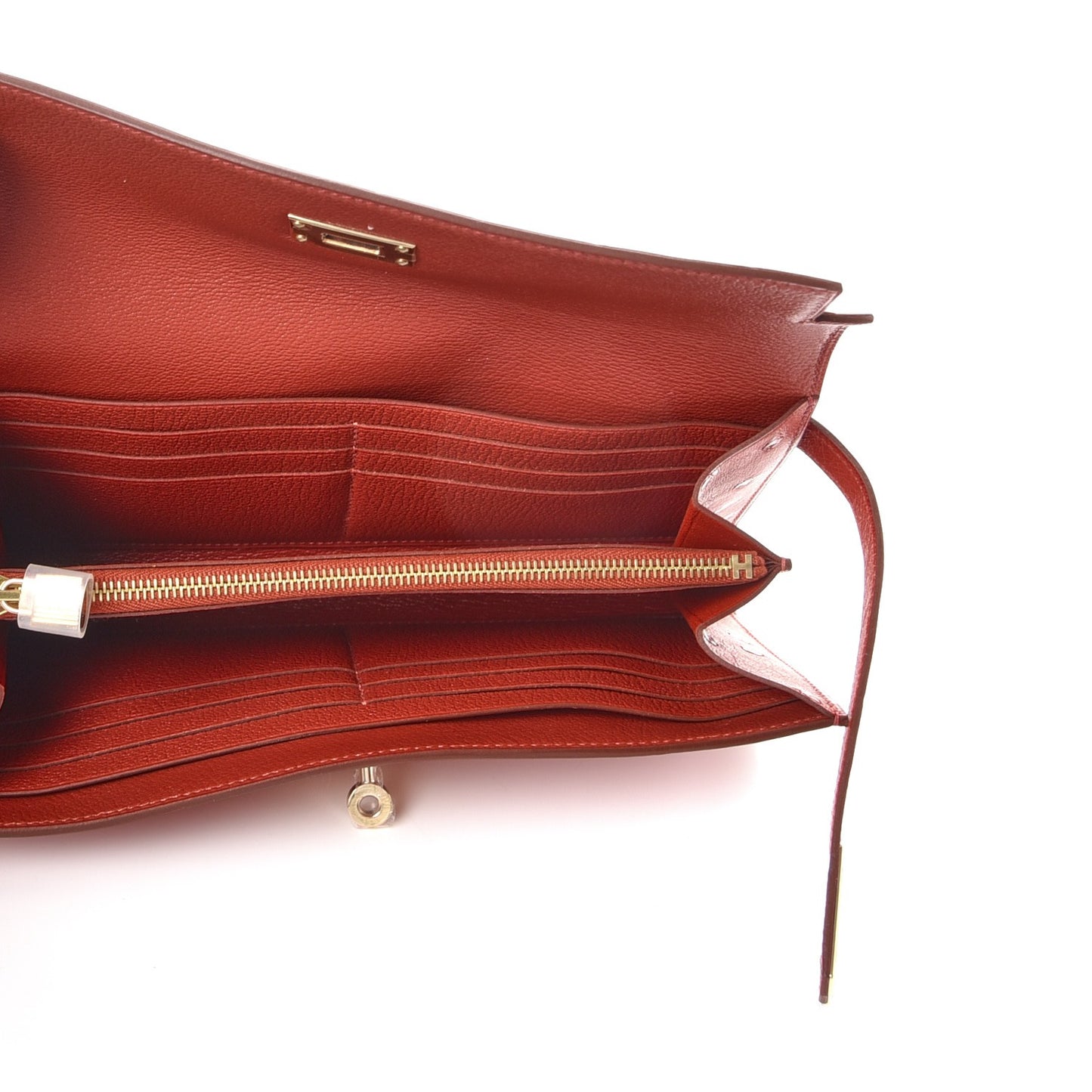 Ostrich Kelly Longue Wallet Brique