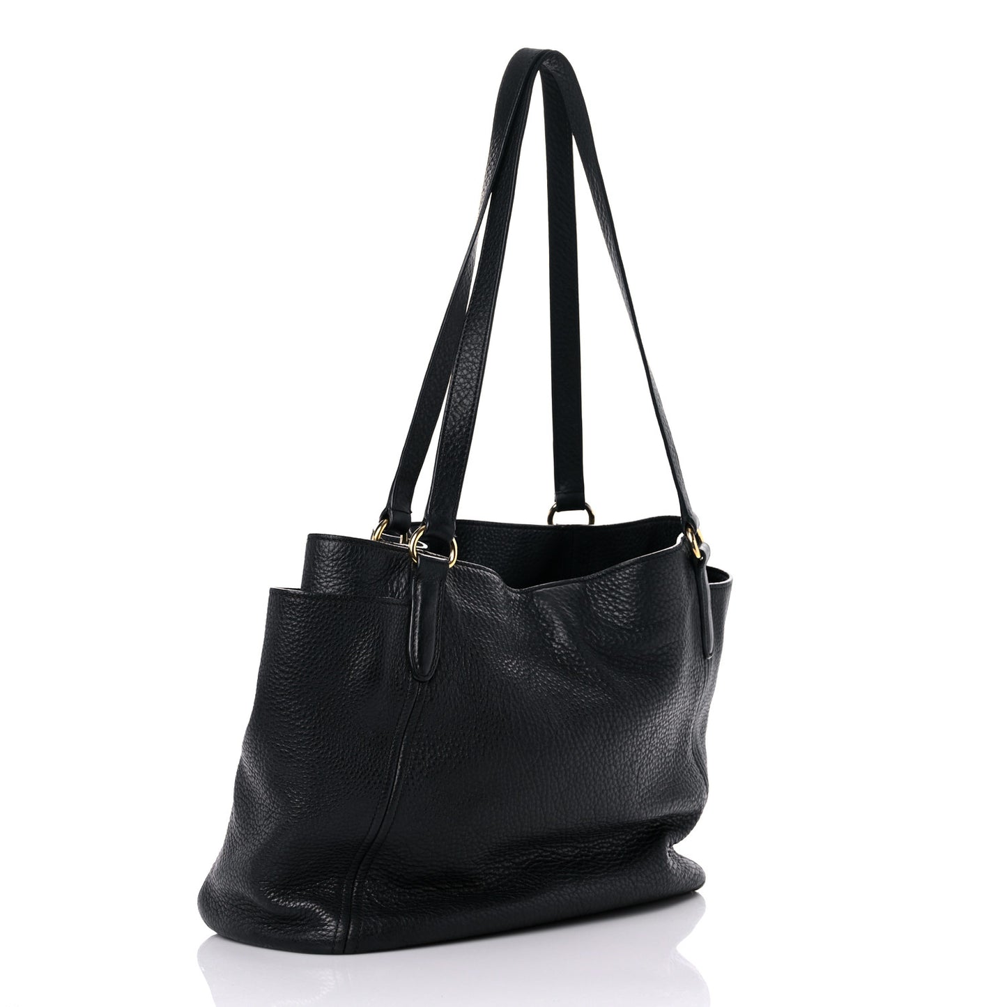 Vitello Daino Side Pocket Tote Black