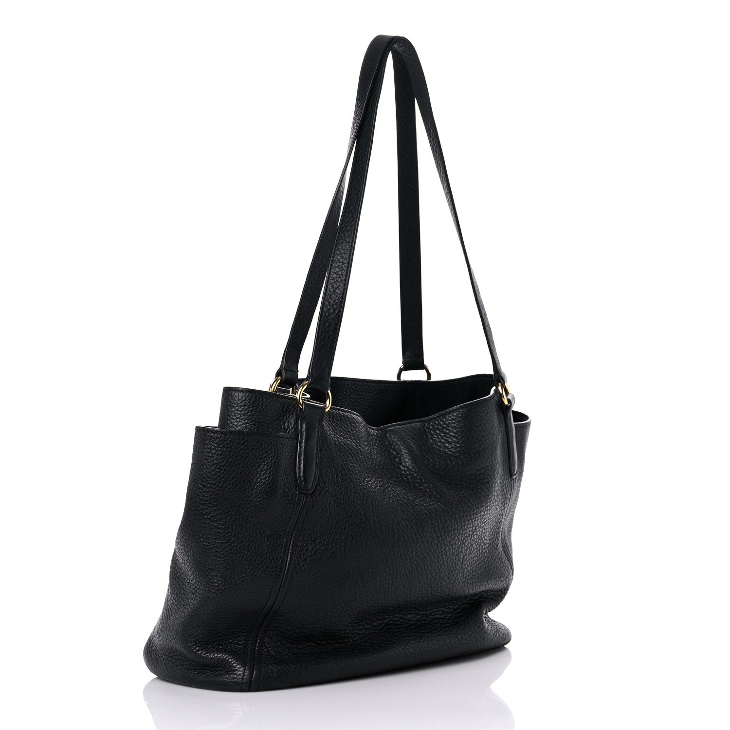 Prada Vitello Daino Side Pocket Tote Black 3 of 25