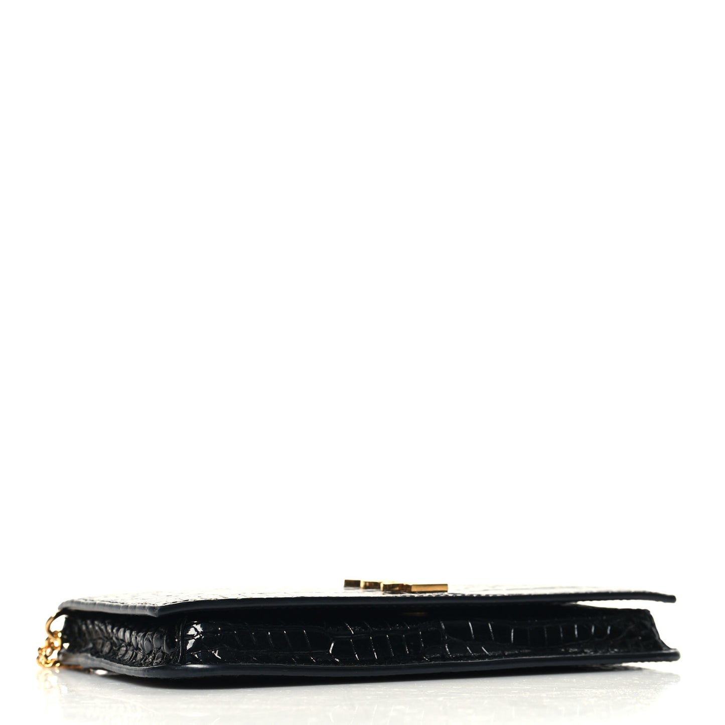 Crocodile Embossed Monogram Phone Holder Crossbody Black