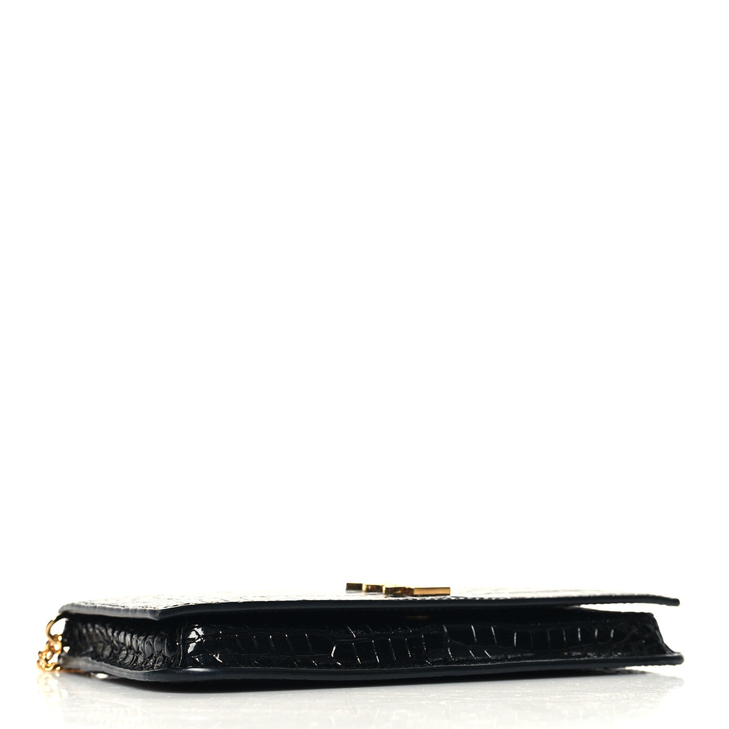 Saint Laurent Crocodile Embossed Monogram Phone Holder Crossbody Black 4 of 10