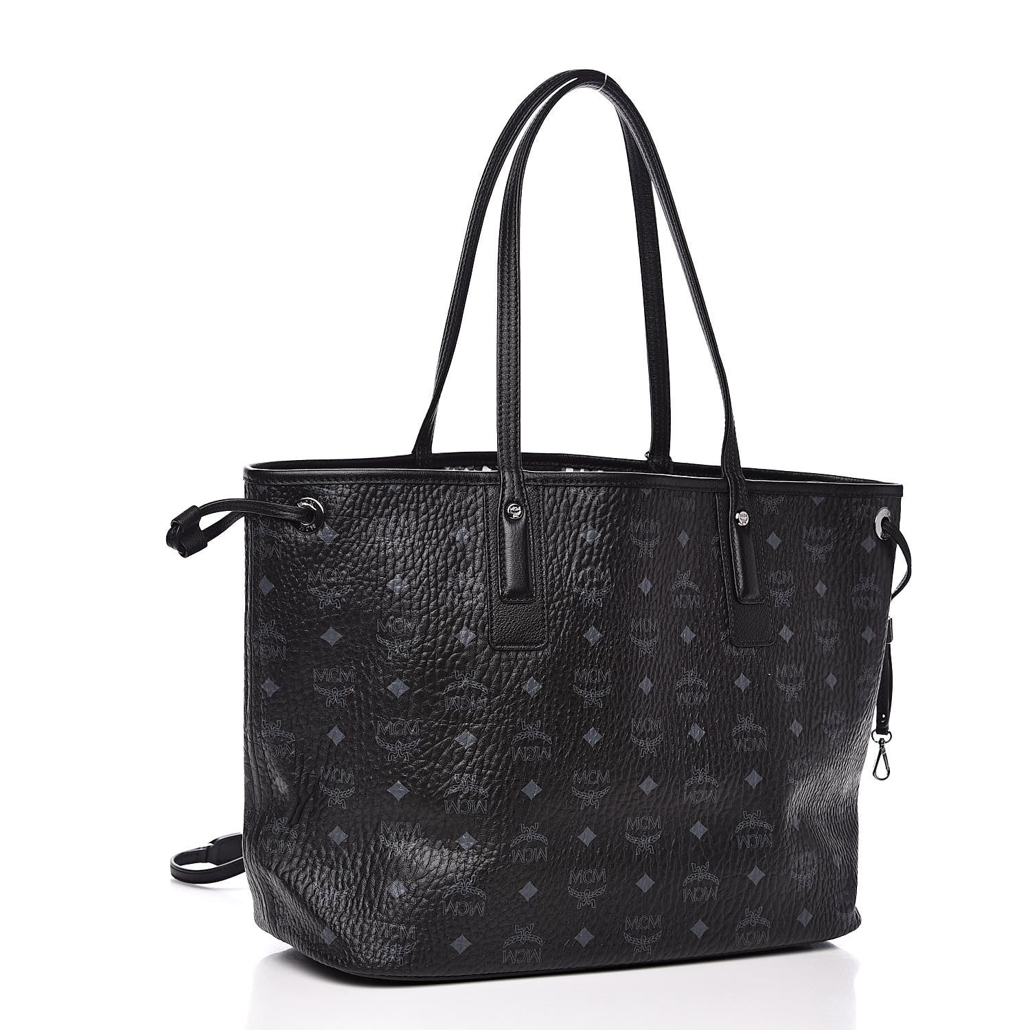 MCM Visetos Large Liz Reversible Shopper Tote Black 7 of 15