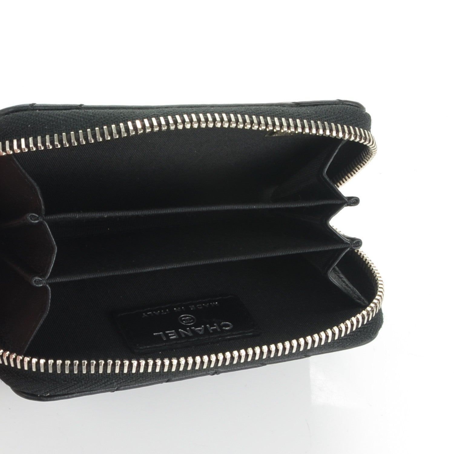 Chanel Lambskin Quilted Crossing Zip Around Coin Purse Black 5 of 7