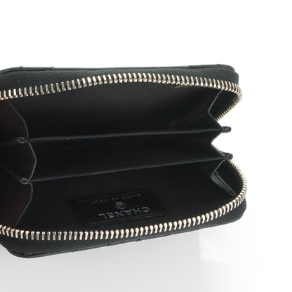 Chanel Lambskin Quilted Crossing Zip Around Coin Purse Black 5 of 7