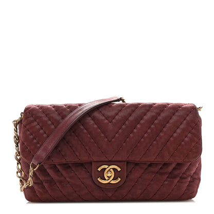 Chanel Iridescent Calfskin Surpique Chevron Flap Burgundy 1 of 13