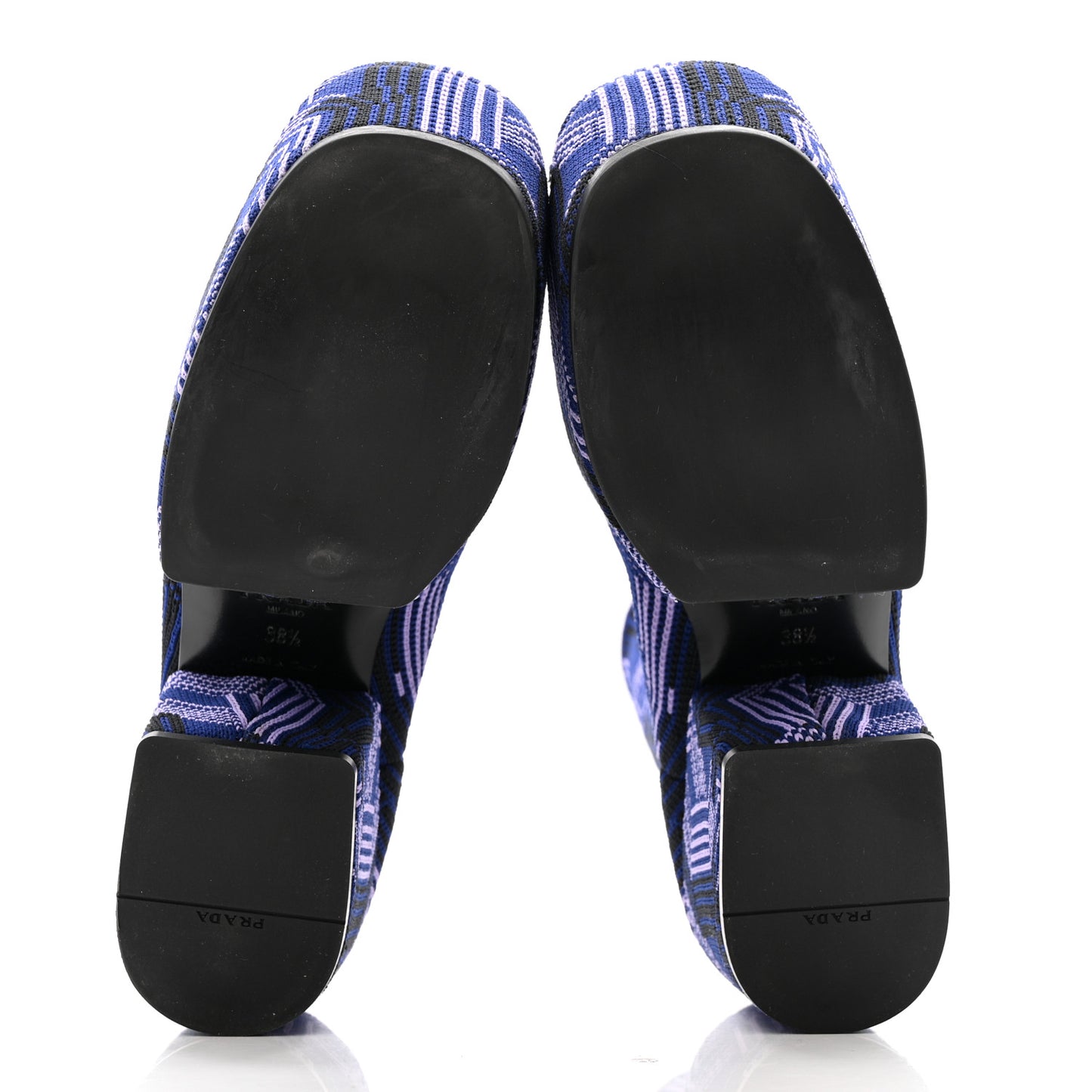 Jacquard Knit Platform Ankle Boots 38.5 Bluette Glicine