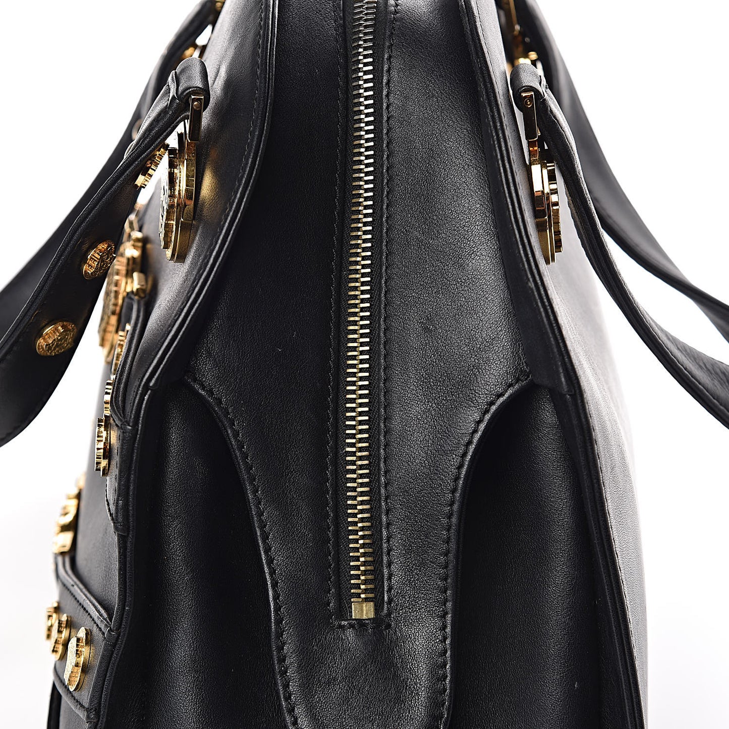 Calfskin Medallion Tribute Bowling Bag Black