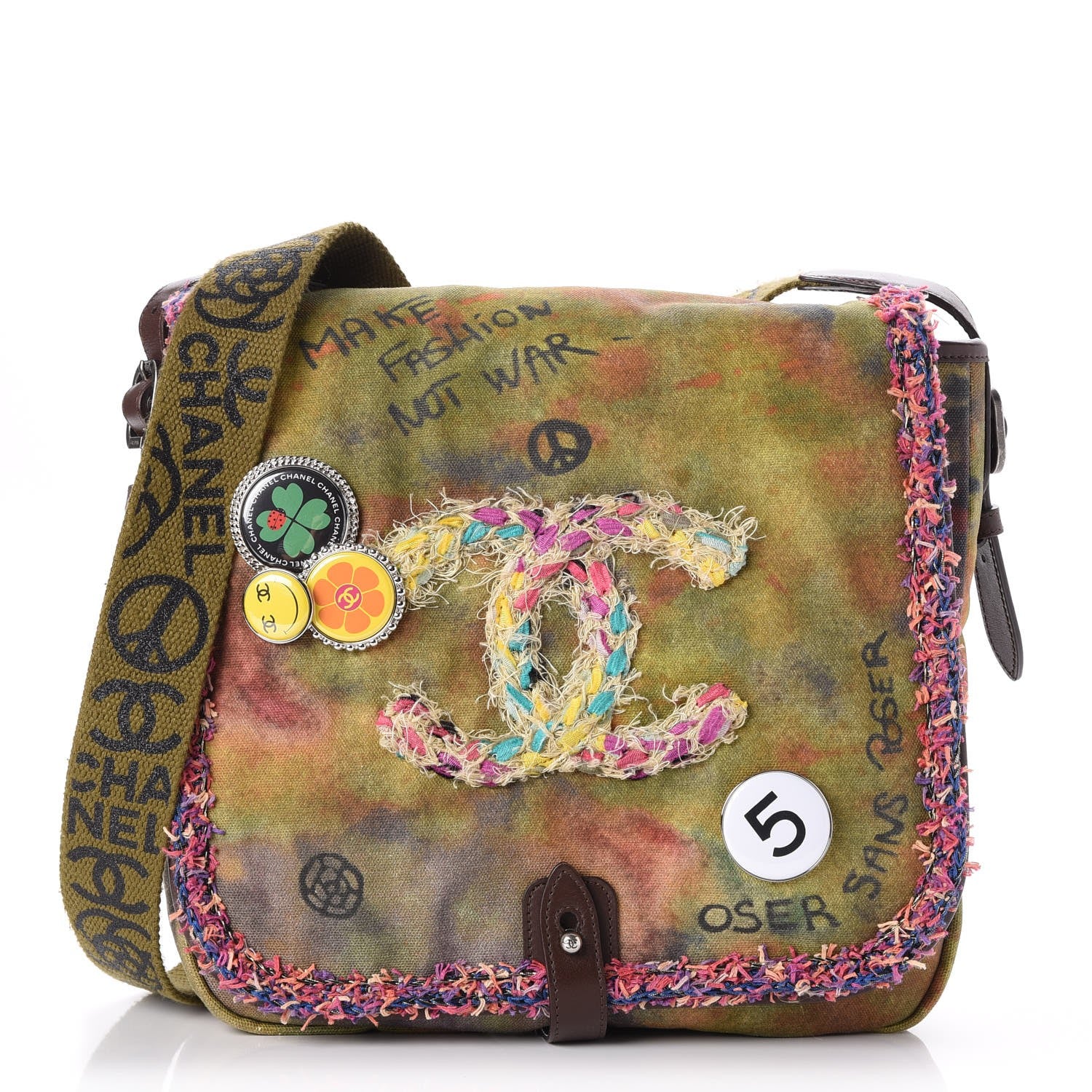 Chanel Washed Toile Graffiti On The Pavements Messenger Khaki Multicolor 1 of 7