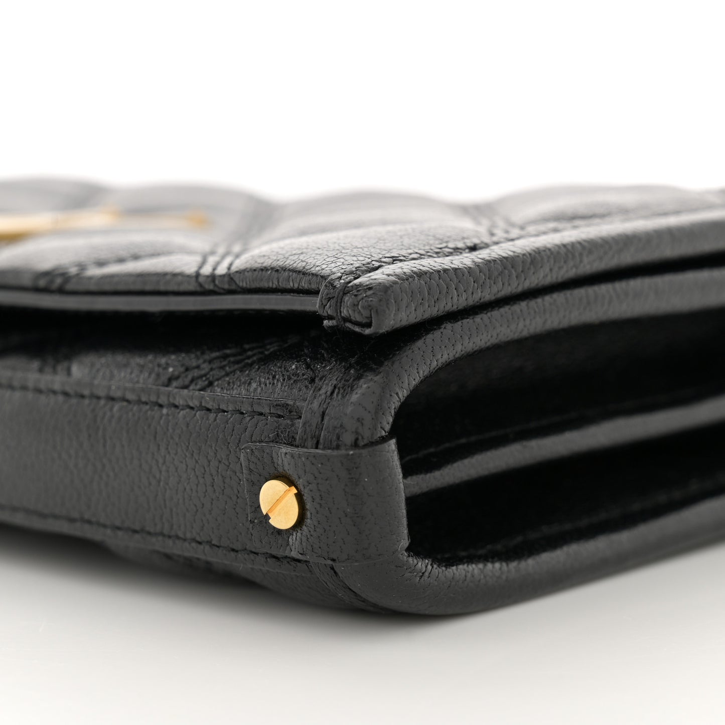 Lambskin Diamond Quilted Becky Chain Wallet Black