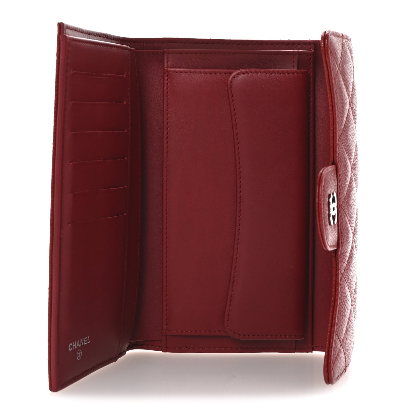 Caviar Quilted Large Flap Wallet Red