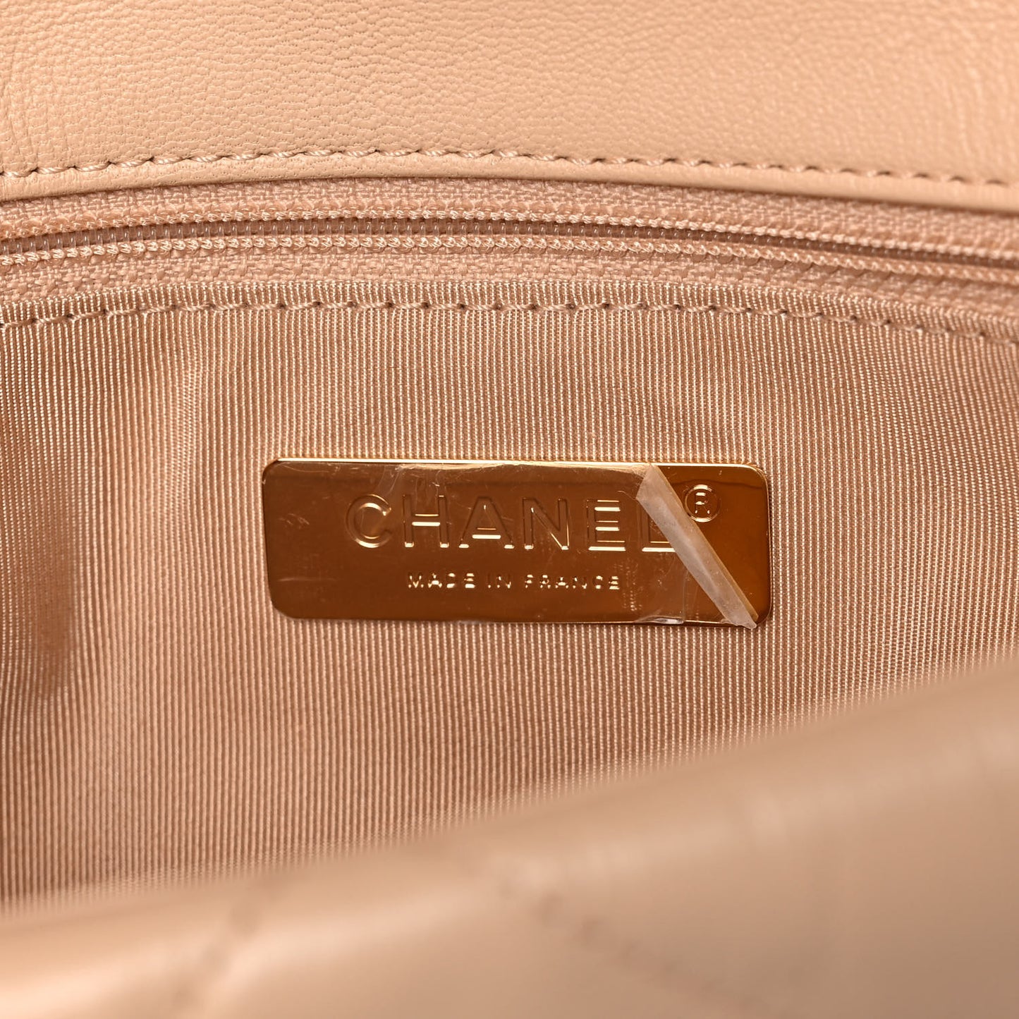 Lambskin Quilted Large Chanel 19 Flap Beige