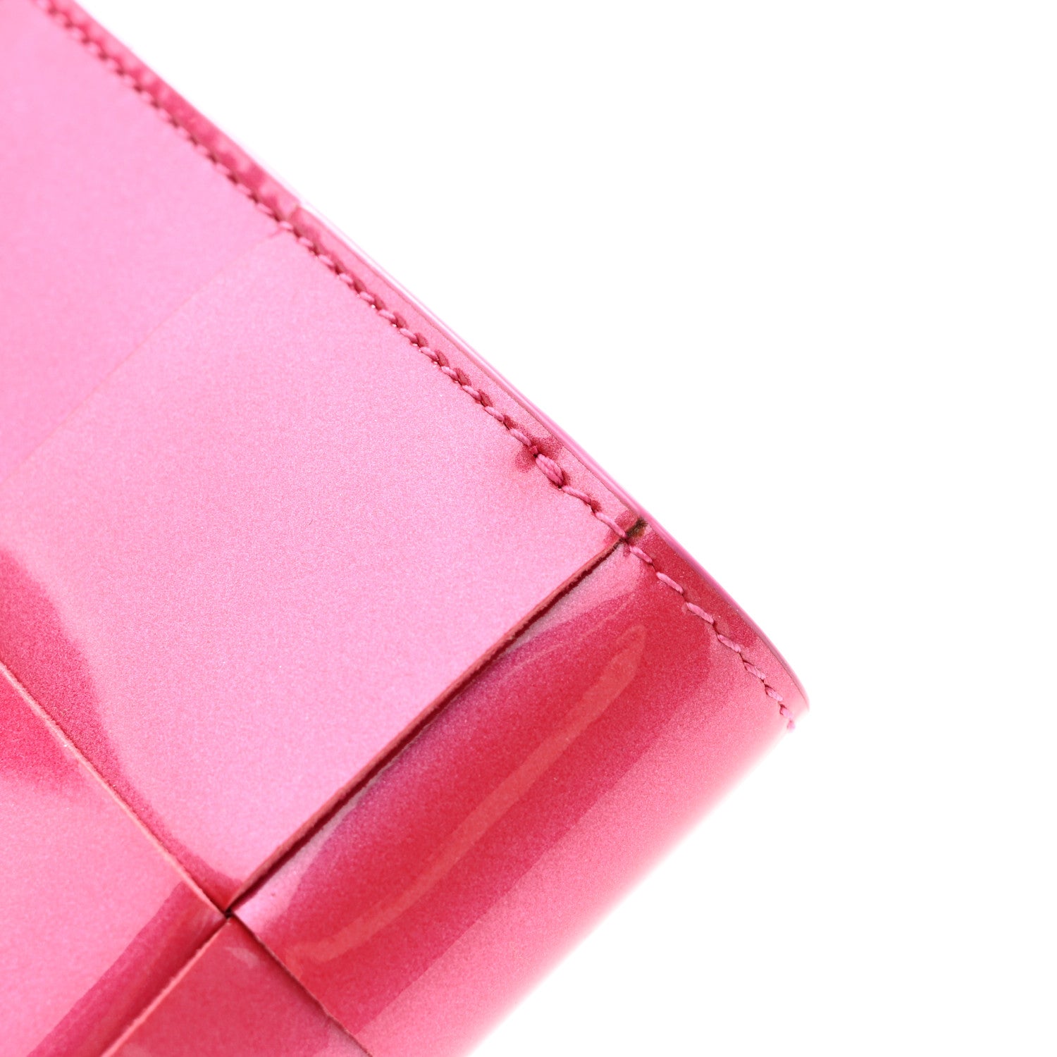 Bottega Veneta Metallic Patent Calfskin Intrecciato Zip Card Holder Pink 10 of 11