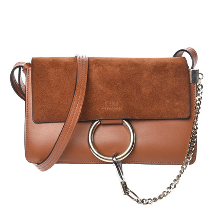 Chloe Suede Calfskin Small Faye Shoulder Bag Tobacco 1 of 9