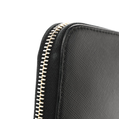 Prada Saffiano Metal Zip Around Wallet Black 11 of 13