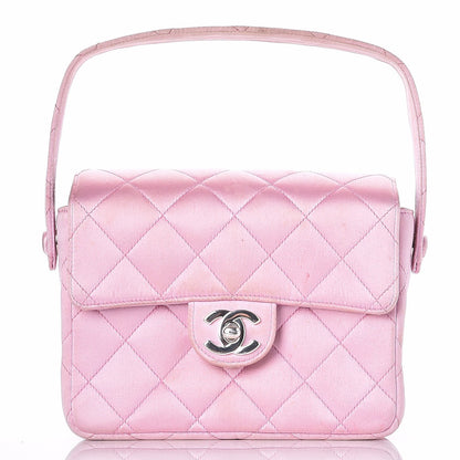 Chanel Satin Quilted Evening Bag Pink 1 of 13