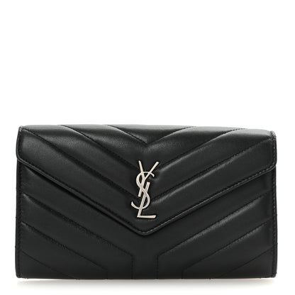 Saint Laurent Lambskin Y Quilted Monogram Large Loulou Flap Wallet Black 1 of 7
