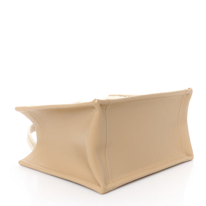 Christian Dior Oblique Chambray Calfskin Small Book Tote With Strap Gold Natural 4 of 10