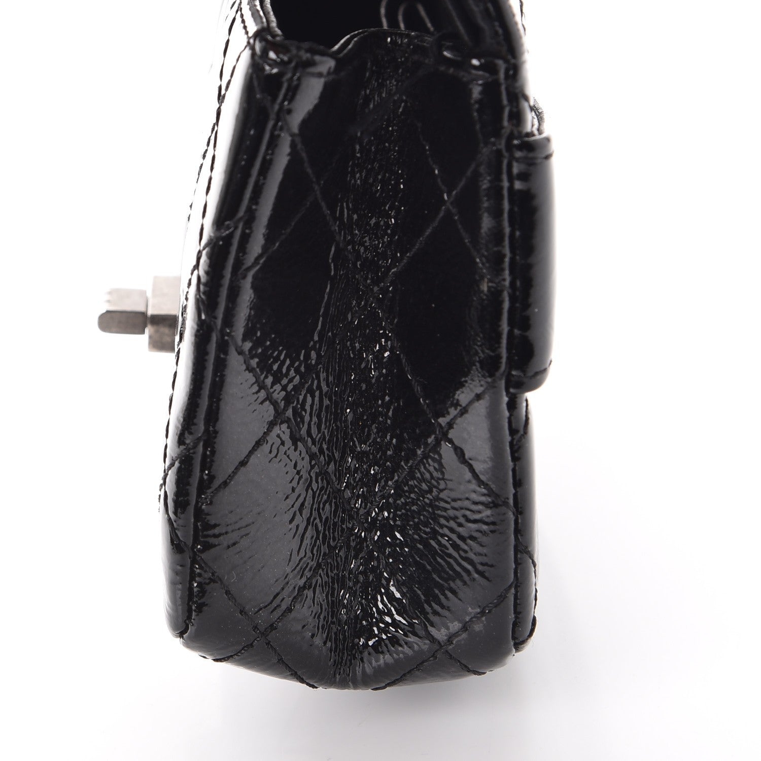 Chanel Patent Quilted Reissue Flap Clutch Bag Black 10 of 12