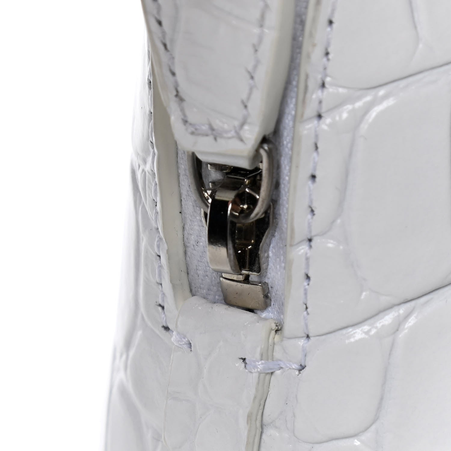 Balenciaga Calfskin Crocodile Embossed XXS Ville Top Handle Bag White Black 17 of 18