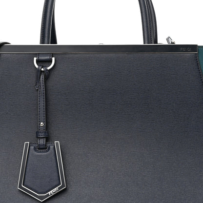 Fendi Vitello Elite Colorblock Regular 2Jours Tote Lavagna Lago Oceano 8 of 12