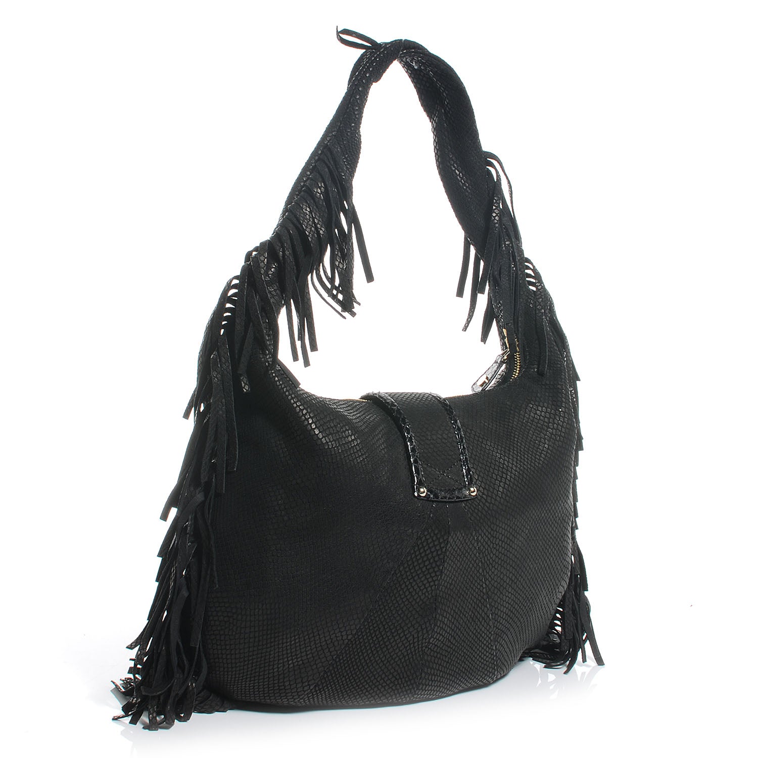 Jimmy Choo Elaphe Snakeskin Roxie Hobo Black 3 of 7