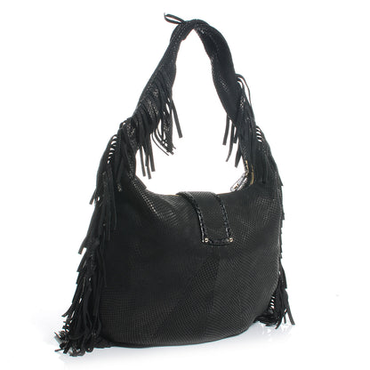 Jimmy Choo Elaphe Snakeskin Roxie Hobo Black 3 of 7