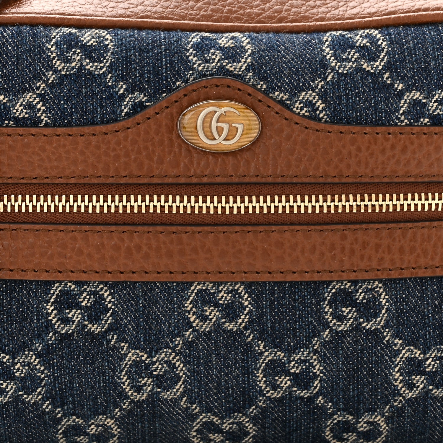Gucci New Denim GG Monogram Dollar Calfskin Mini Ophidia Shoulder Bag Blue Tea Cuir Epilog 8 of 10