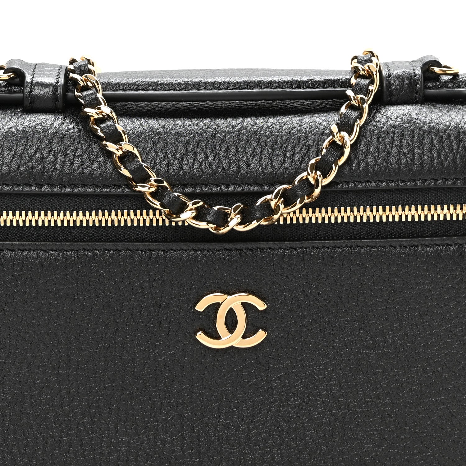Chanel Grained Calfskin Small Supple Trapeze Vanity With Chain Black 7 of 10