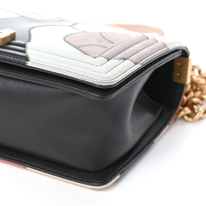 Chanel Lambskin Suede Patchwork Medium Act I Camellia Boy Flap Charcoal Brown Pink 10 of 10