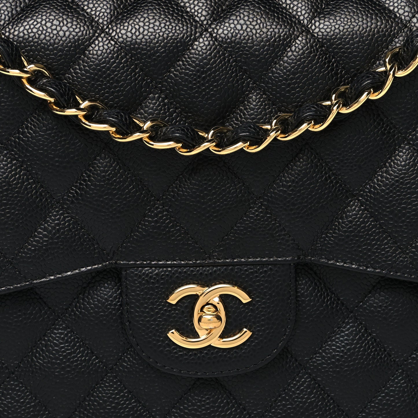 Caviar Quilted Jumbo Double Flap Black