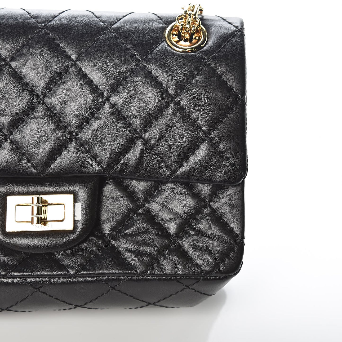 Aged Calfskin Quilted 2.55 Reissue Mini Flap Black